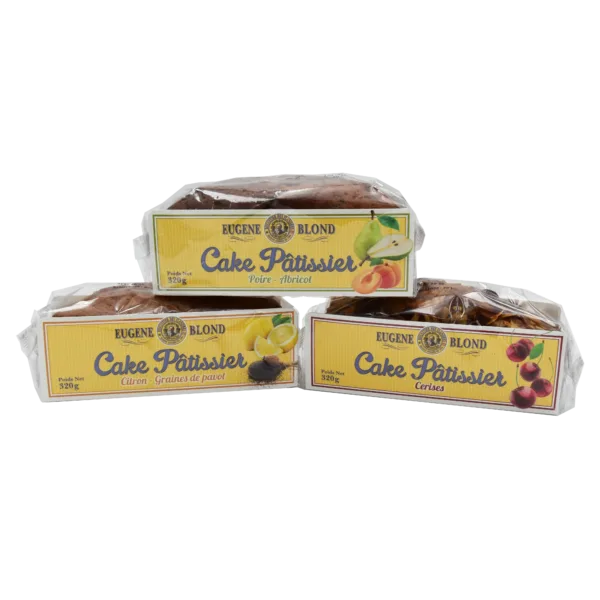 Lot de 3 cakes Pâtissiers : citron et graine de pavot / cerises / Poire Abricot
