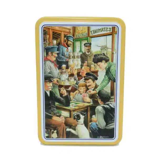 Boîte fer estaminet Gaufrettes amusantes vanille et chocolat noisettes